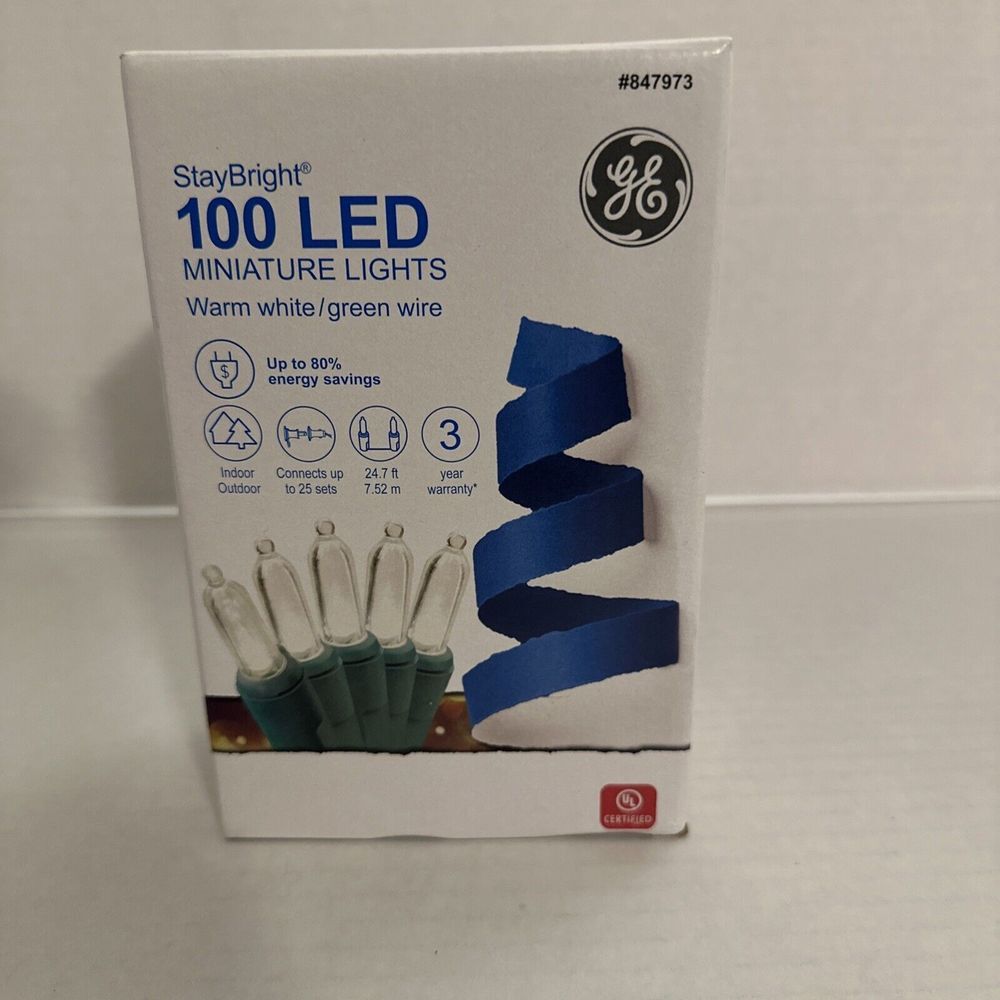GE StayBright‎ 100-Count 24.75-ft Constant Warm White Mini LED Plug-In Christmas